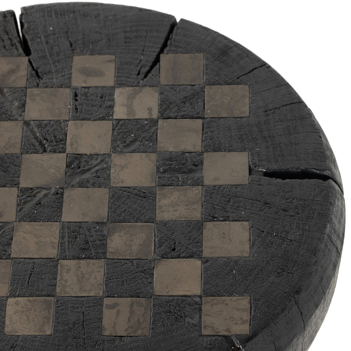 Chess Table Carbonized Black Reclaimed Wood