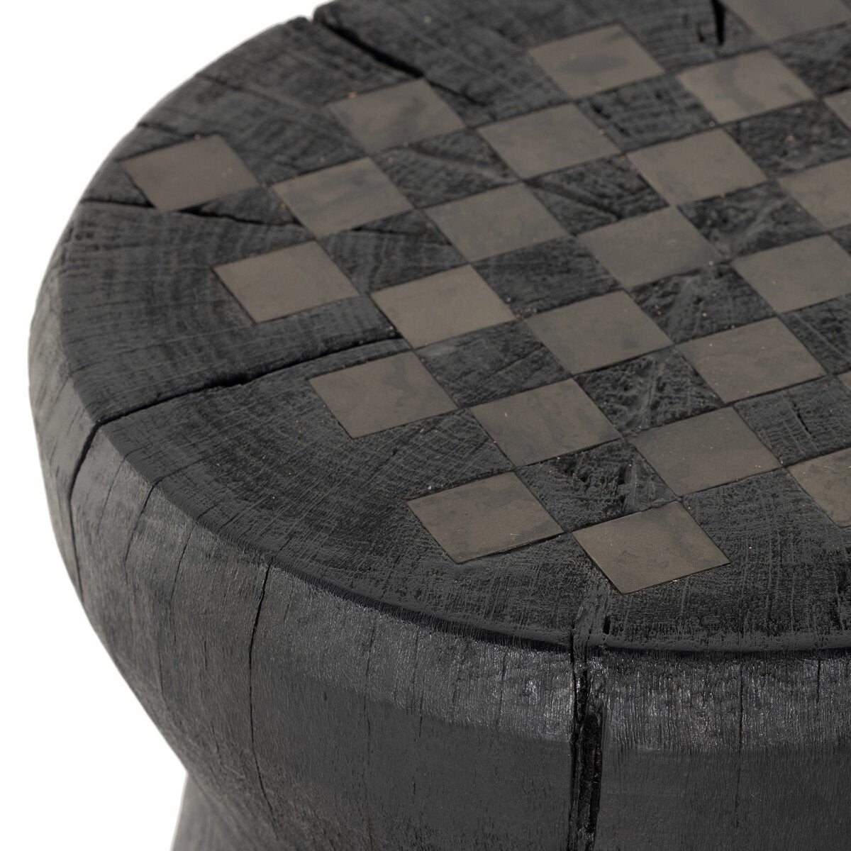 Chess Table Carbonized Black Reclaimed Wood