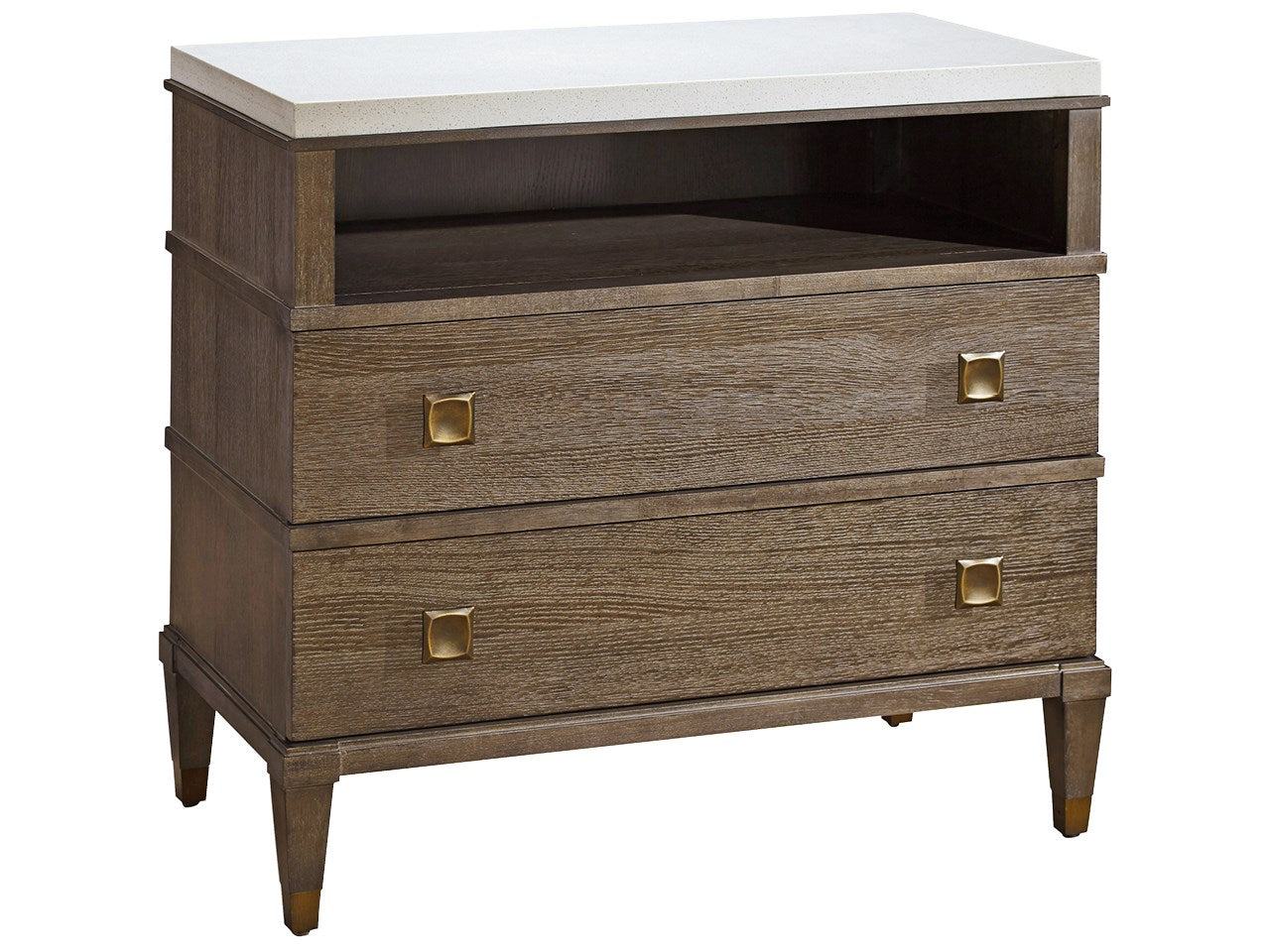 Portofino Stone Top Bedside Table - Brown