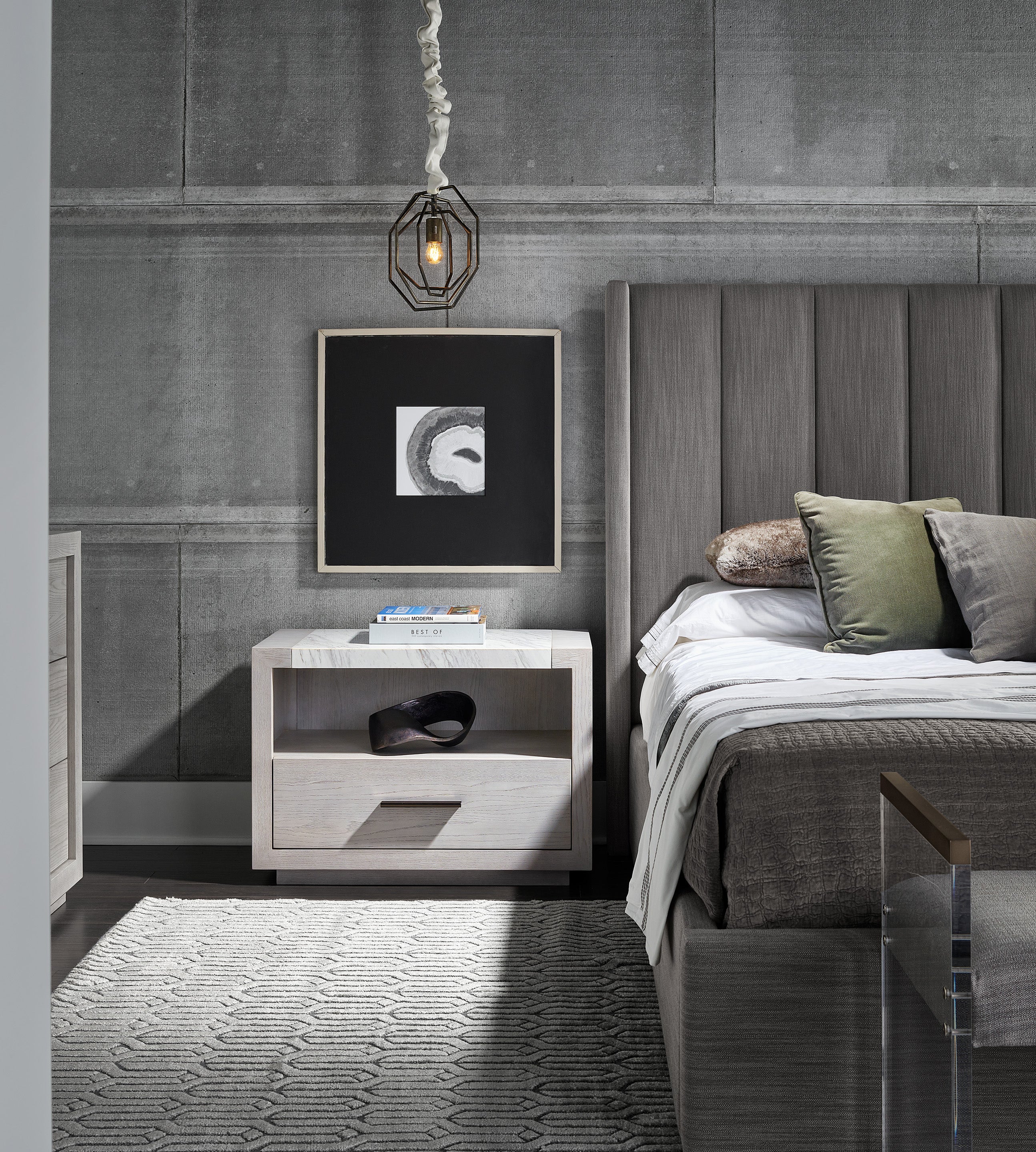 London Bedside Table with Marble Top