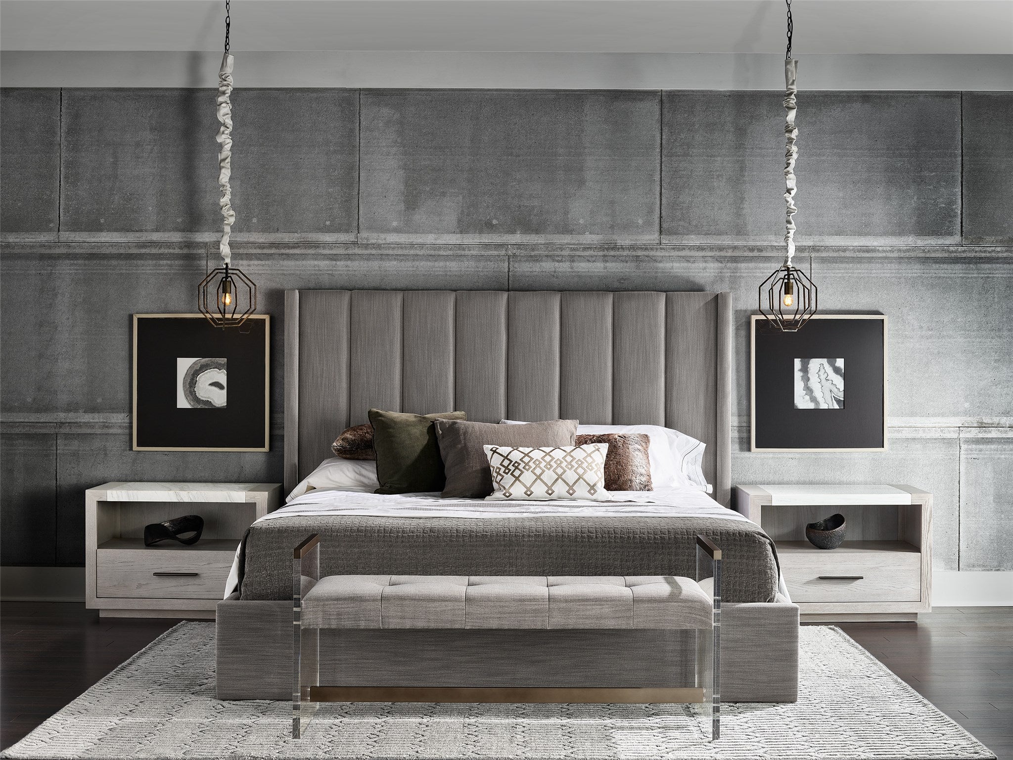 London Bedside Table with Marble Top