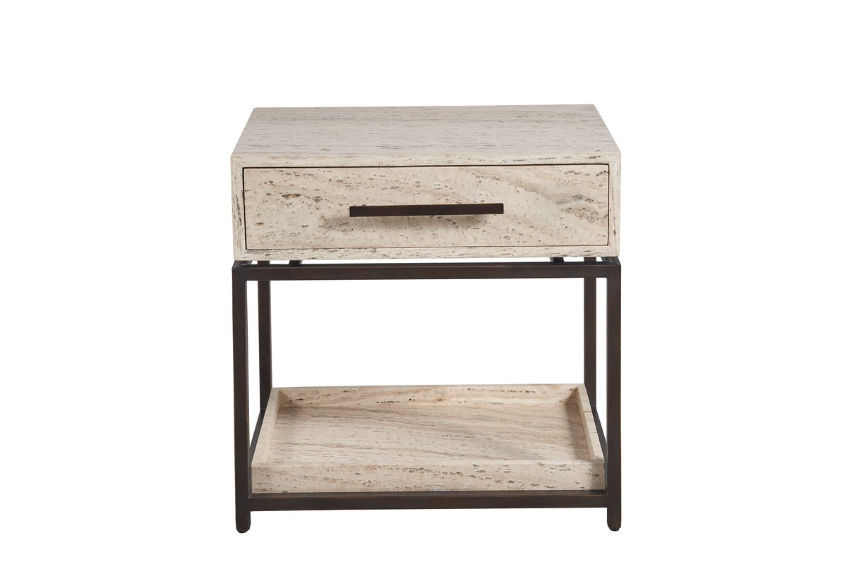 Travertine Bedside Table